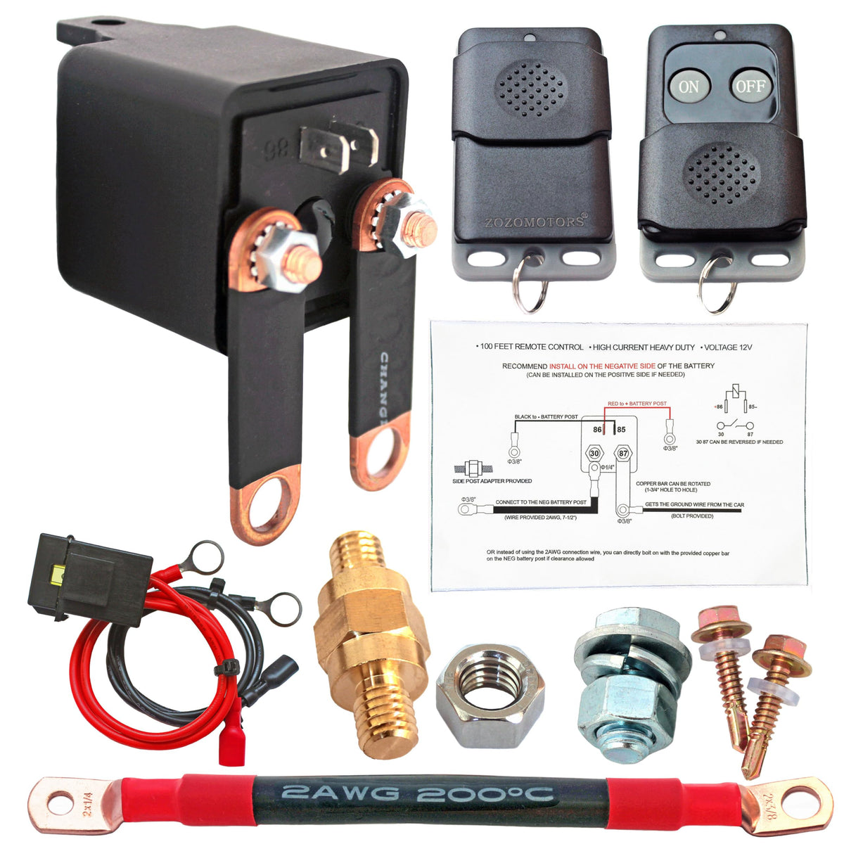 ZOZOMOTORS side post remote battery kill switch for easy power control.