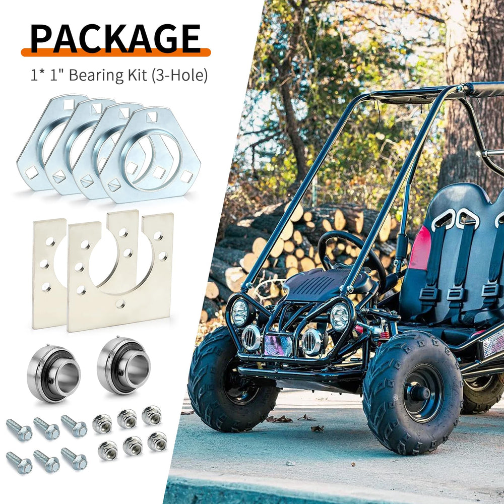 Zozoye 1in live axle bearing kit mounted on mini bike for upgrade.