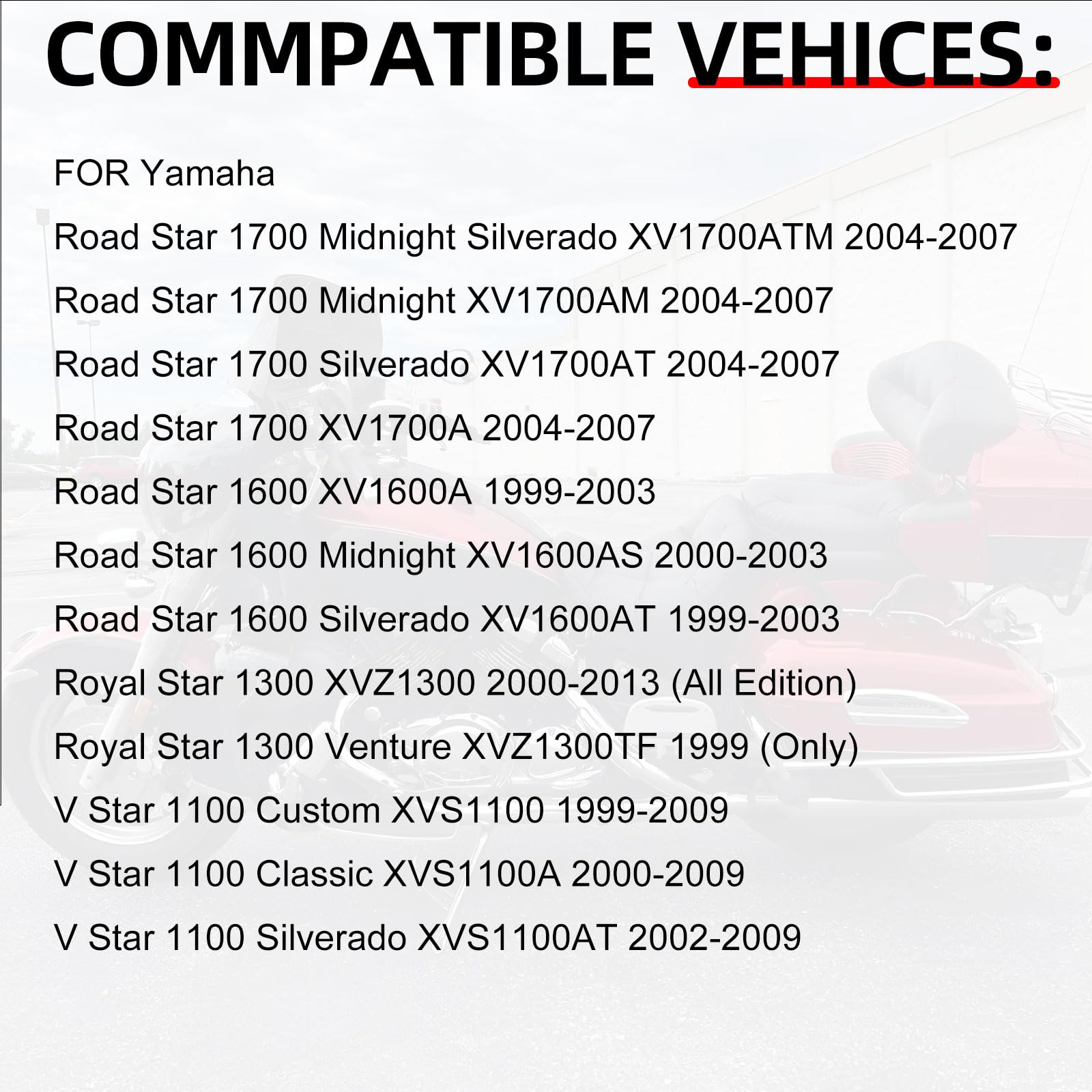 Zozoye fuel petcock compatibility guide showing Yamaha model list