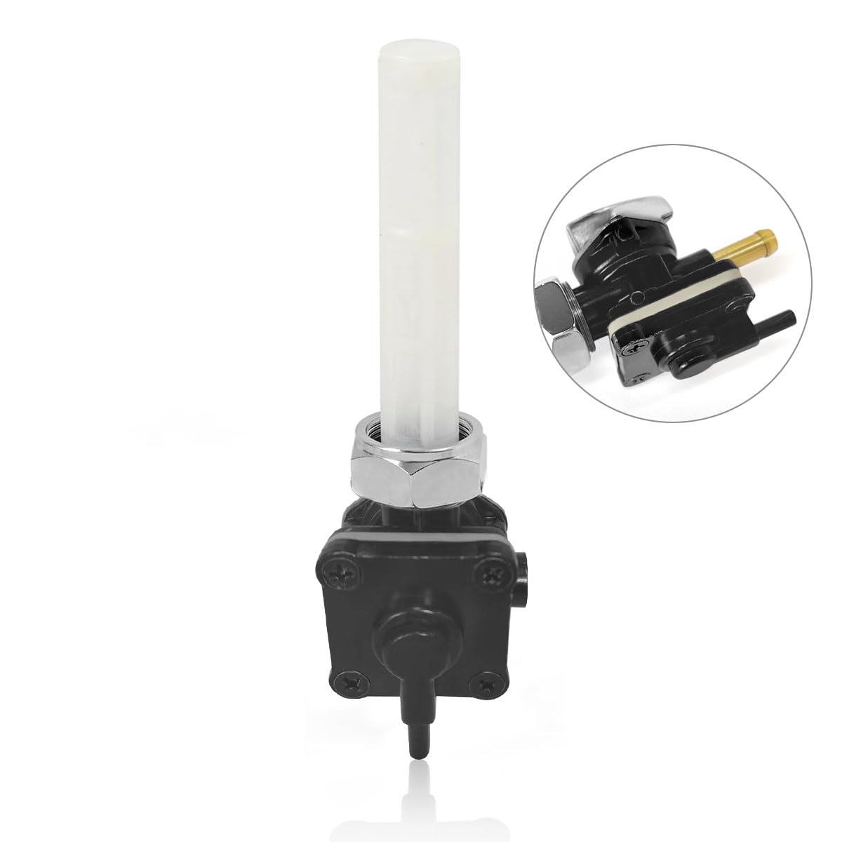 Zozoye fuel valve petcock installed on Sportster showing vacuum compatibility