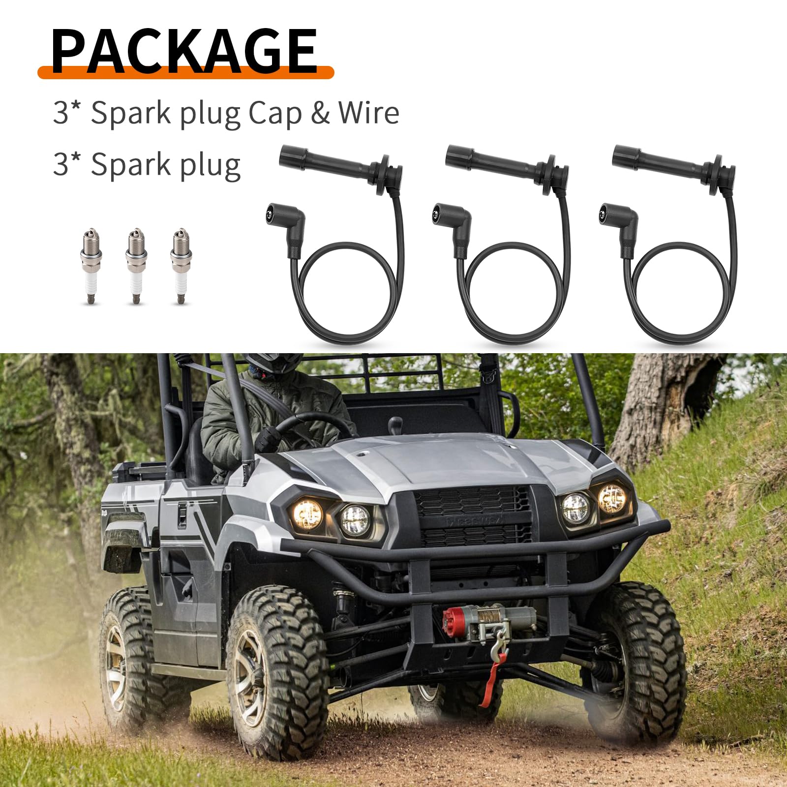 Zozoye OEM spark plug kit for Kawasaki Mule with 21150-0013 numbers.