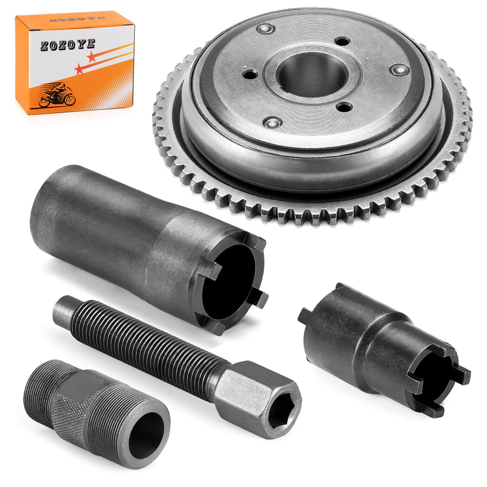 Zozoye starter clutch kit with flywheel puller for GY6 scooters enhances maintenance precision.