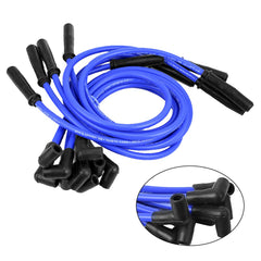 Zreneyfex blue spark plug wires, 9pcs pack, reliable power delivery for SBC and BBC engines.