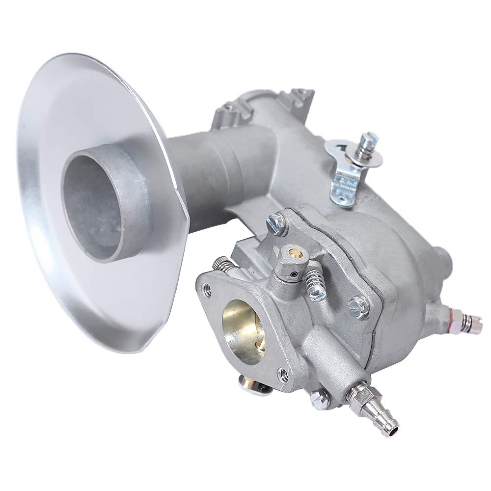 Carburetor mounted on a mower engine demonstrates improved fuel delivery