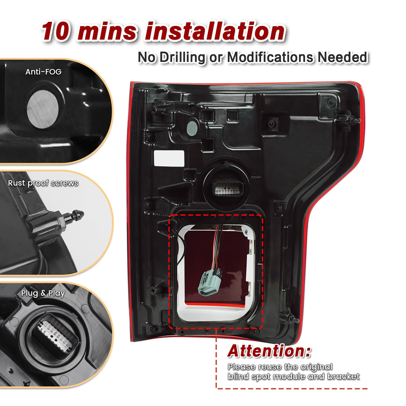 ZSBMP tail light works with your existing blind spot module for easy upgrades
