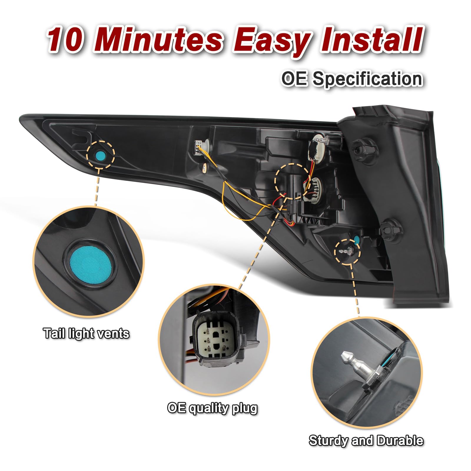 ZSBMP tail light with harness included for quick, tool-free installation.
