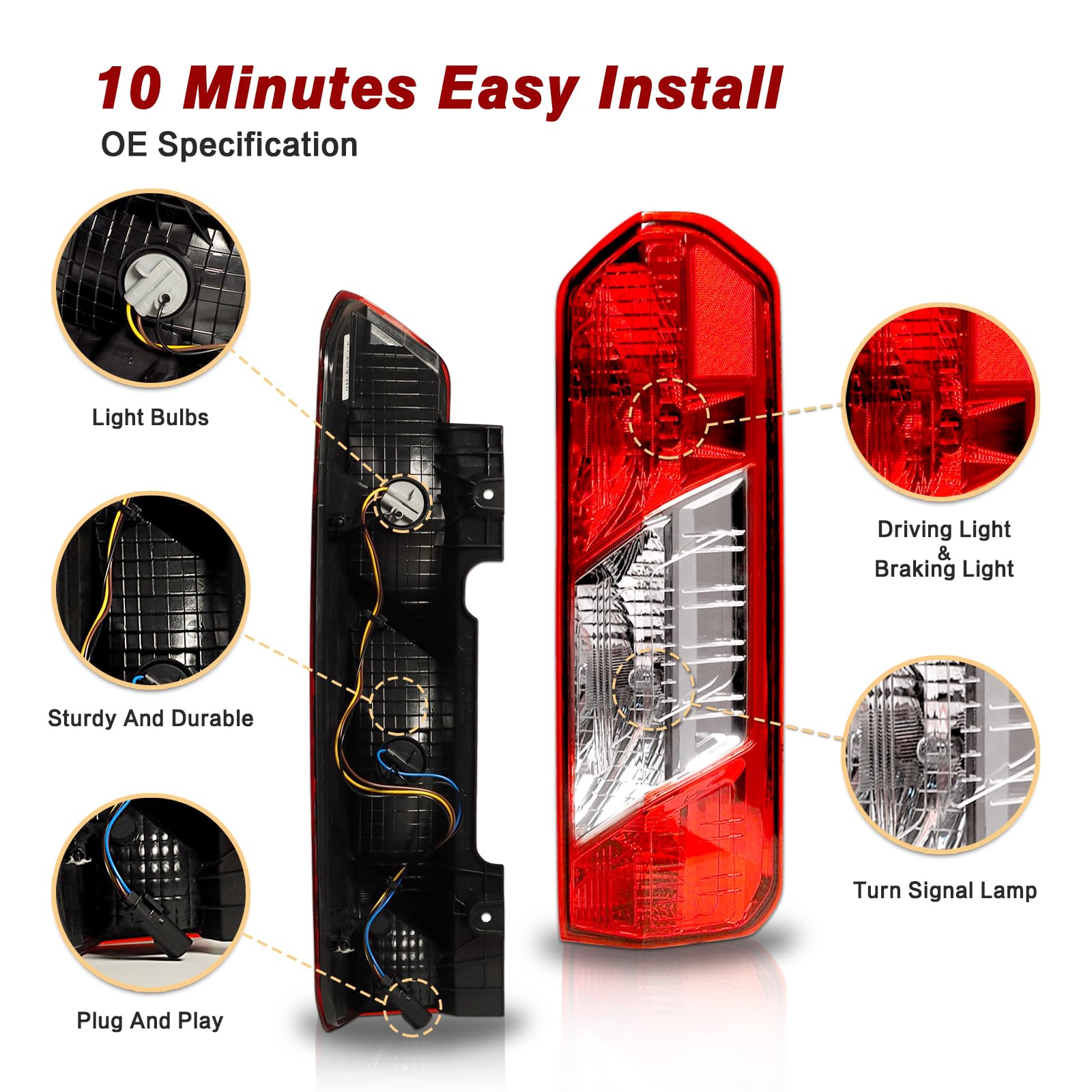 ZSBMP Transit tail light installation on vehicle showing bolt-on fit