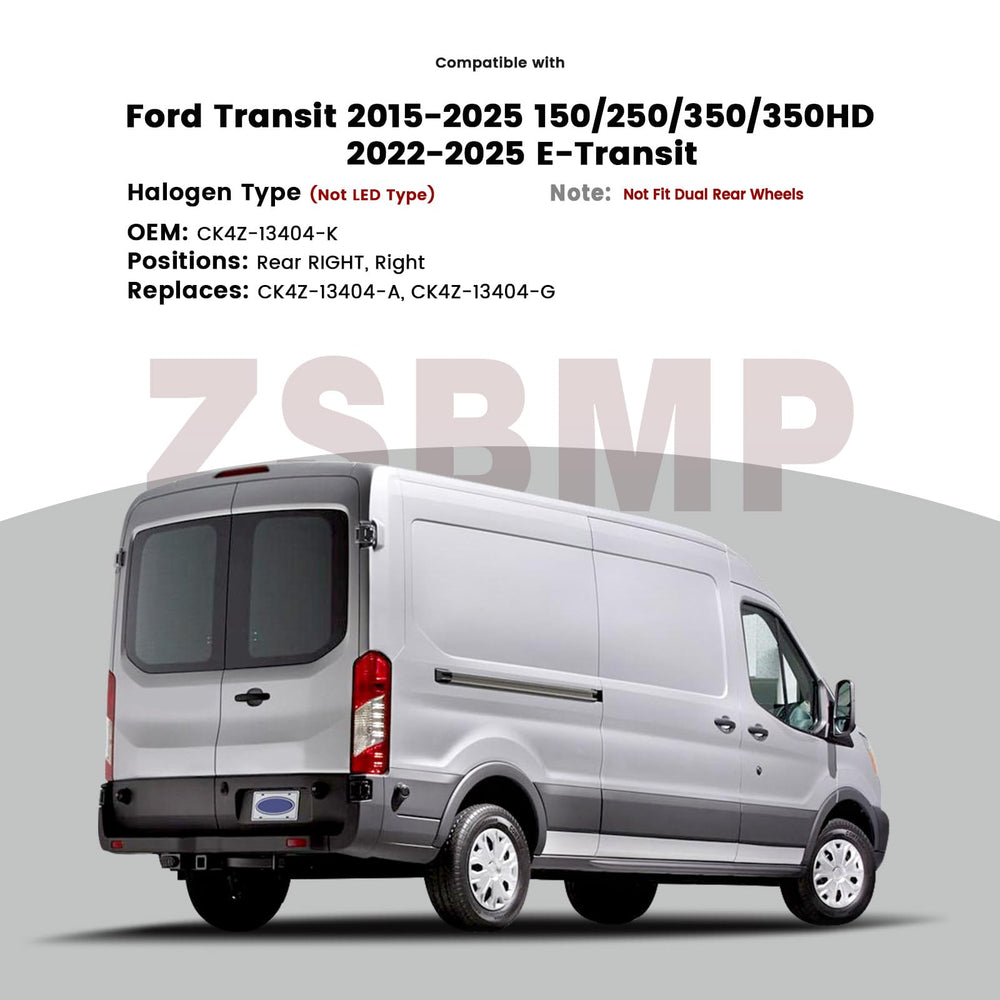 ZSBMP Transit tail light right assembly with harness for easy bolt-on installation