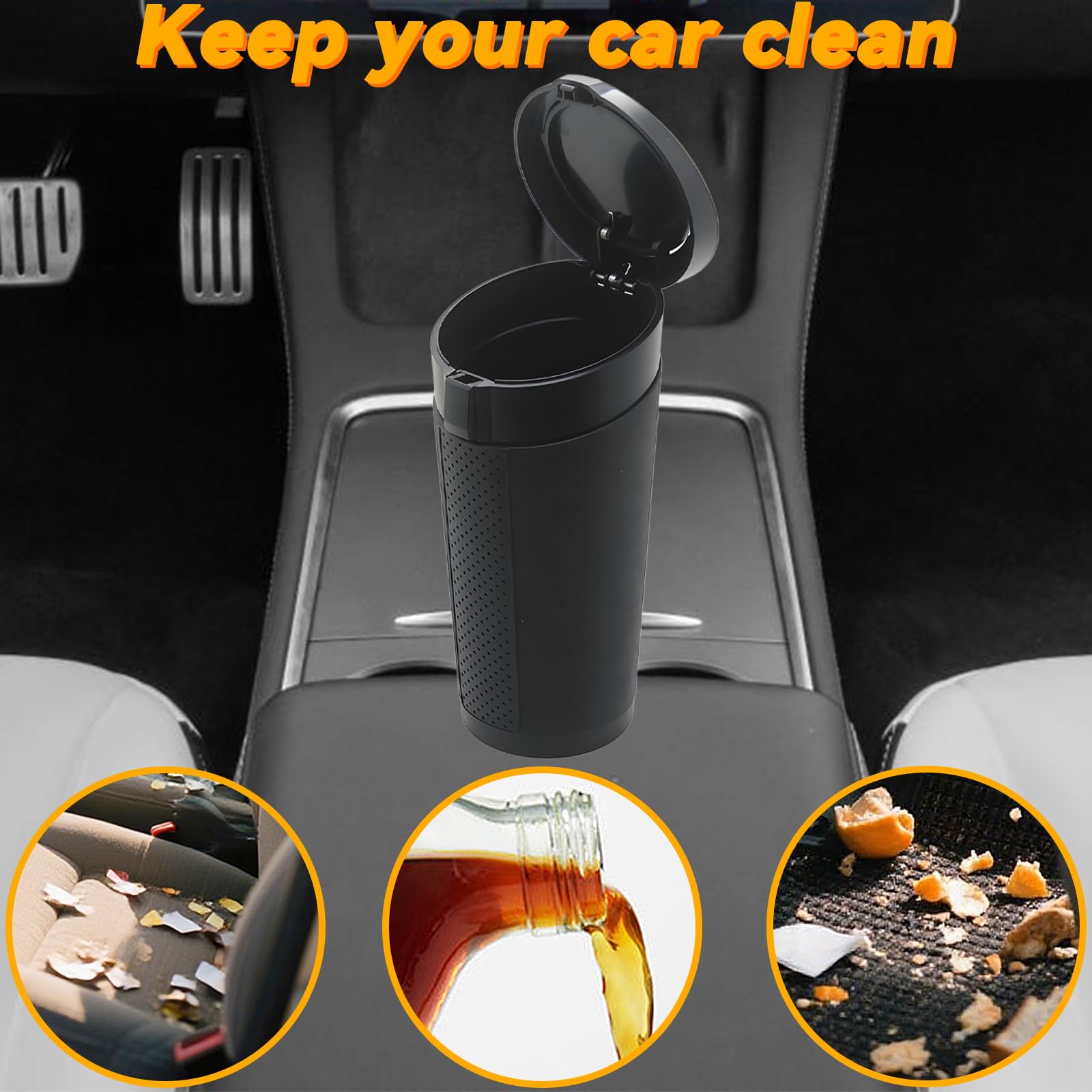 ZSZJOLCT leakproof car trash bin prevents spills and odors during trips.