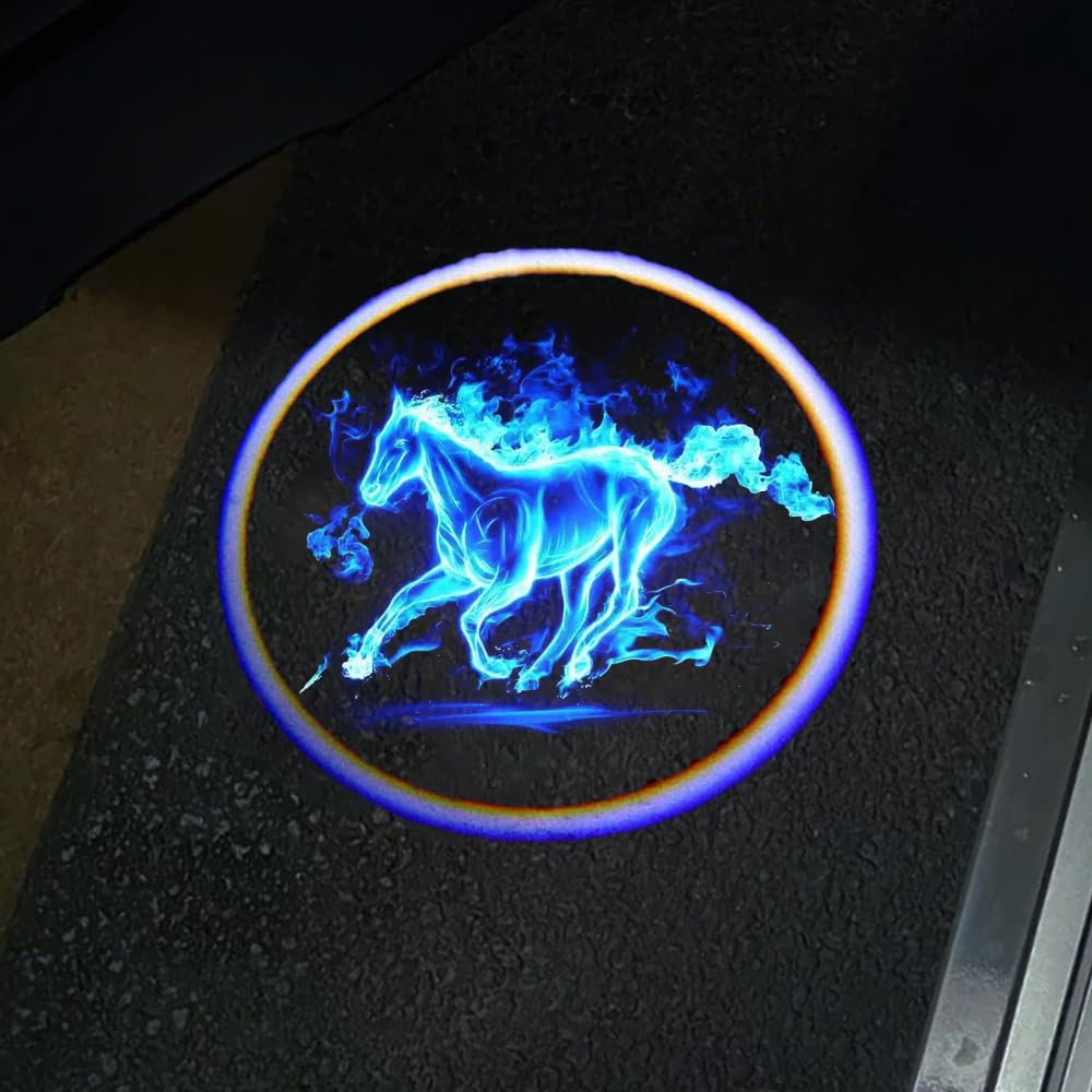 Zteyuzo blue car door projector lights illuminate at opening for style and visibility