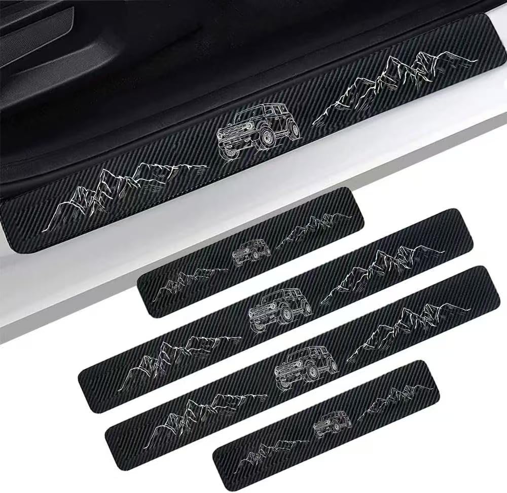 Zteyuzo carbon fiber door sill protectors for Ford Bronco — front protection against scuffs.
