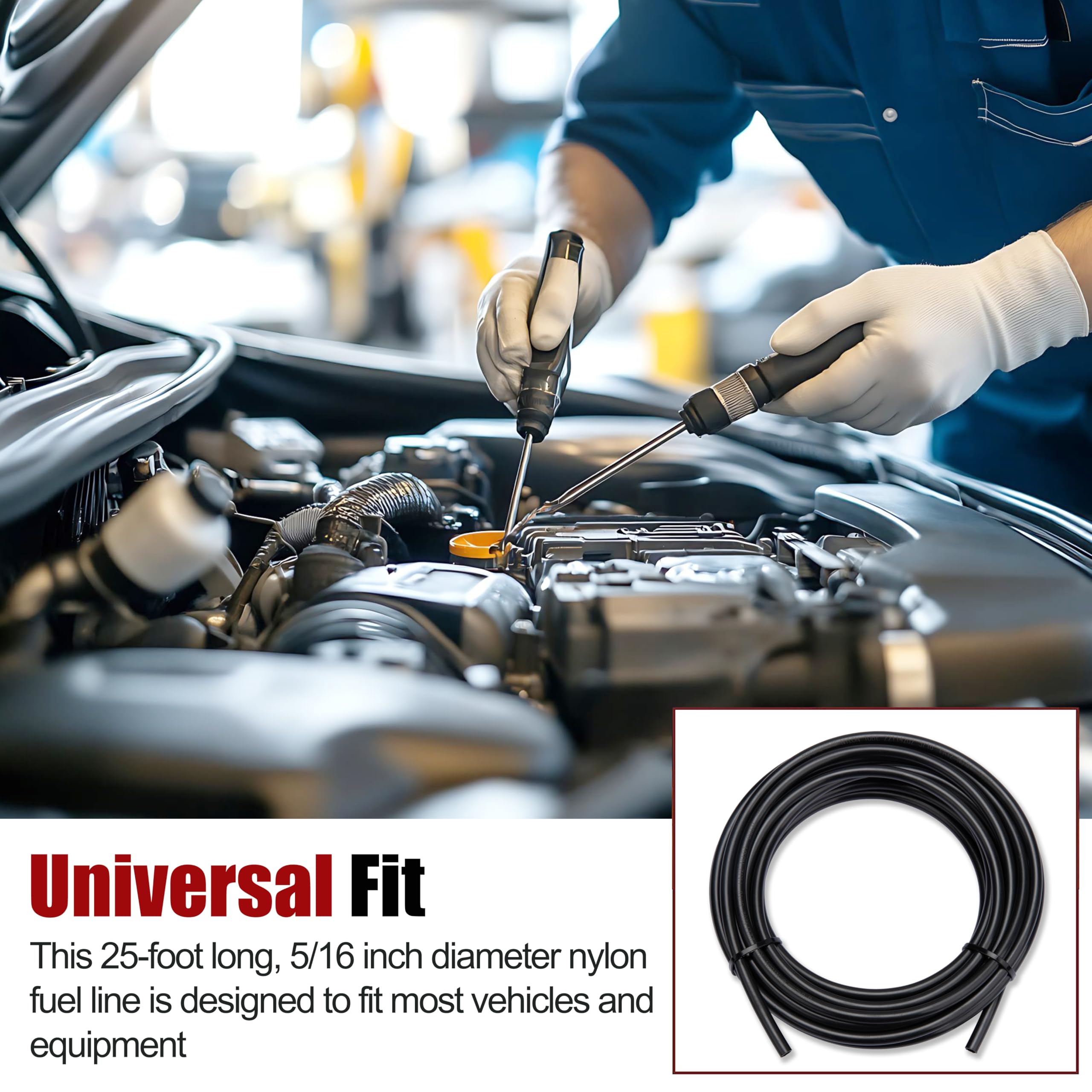 Replacement-use scenario showing ZTTM nylon fuel line 800-071.