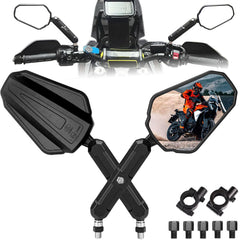 ZTYIOHG folding mirrors with 7-8 inch handlebar mount offer versatile rearview visibility.