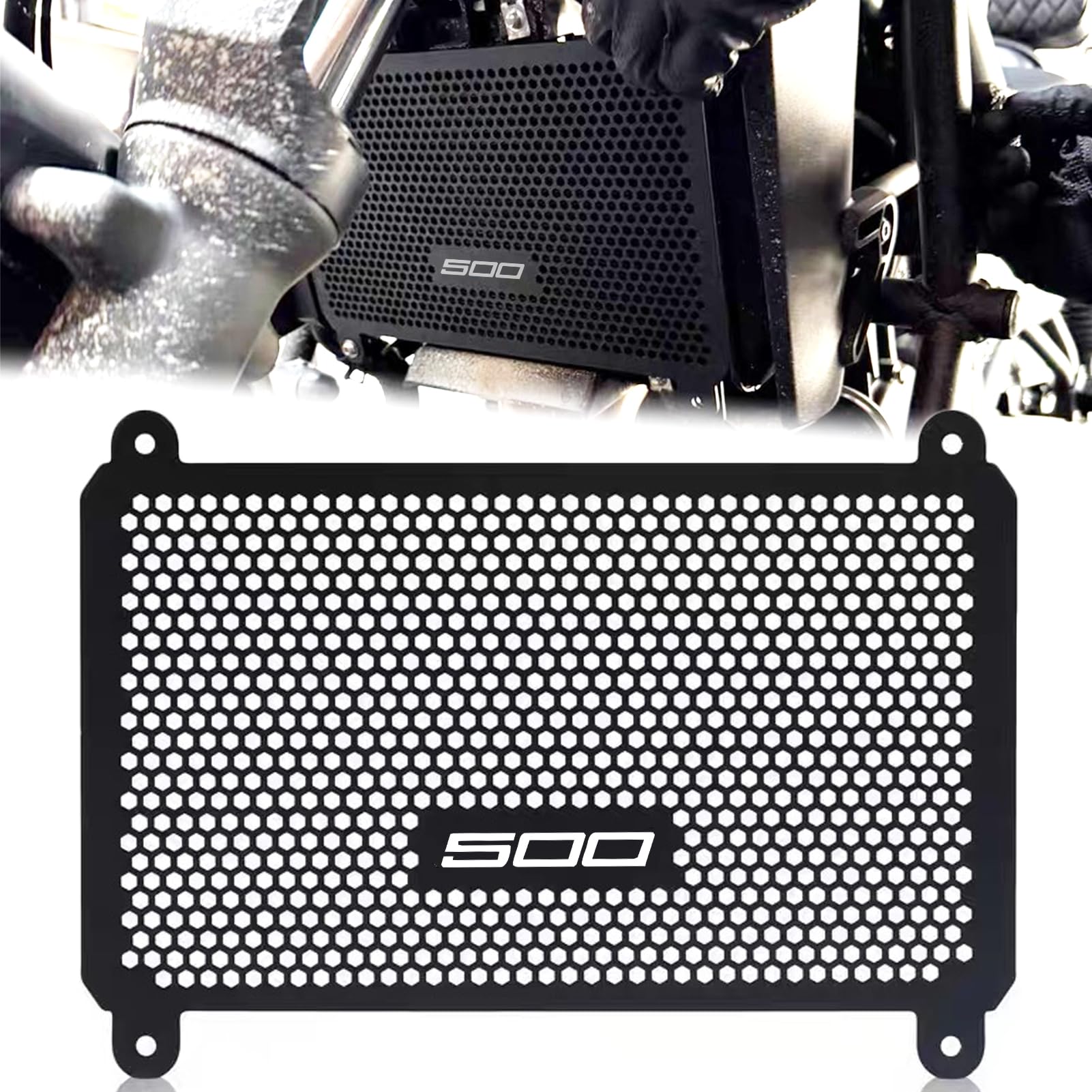 ZTYIOHG Ninja500 radiator guard cover on motorcycle protecting against road debris while maintaining cooling airflow