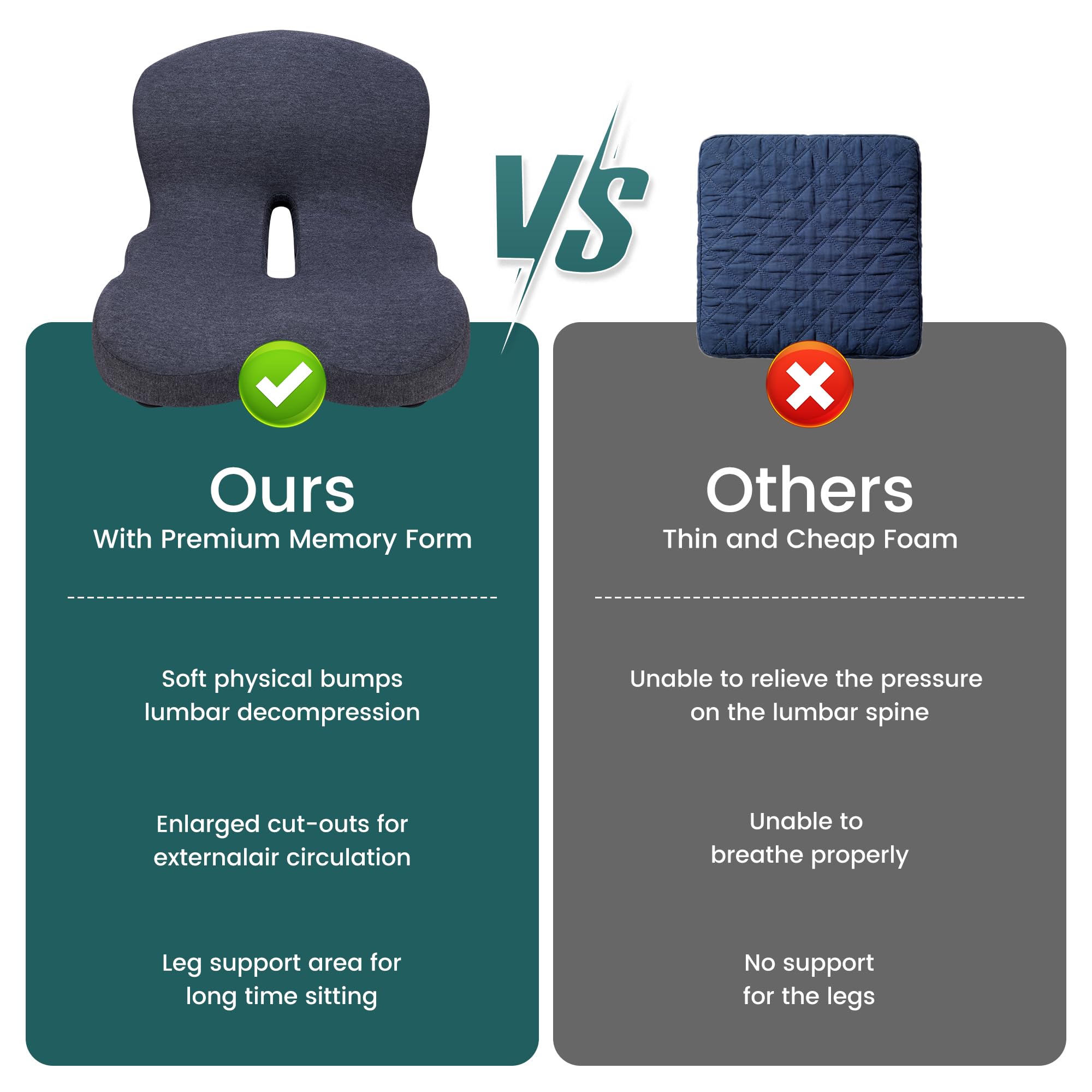 ZUAMEGU memory foam cushion fabric close-up reveals breathable, removable, machine-washable cover.