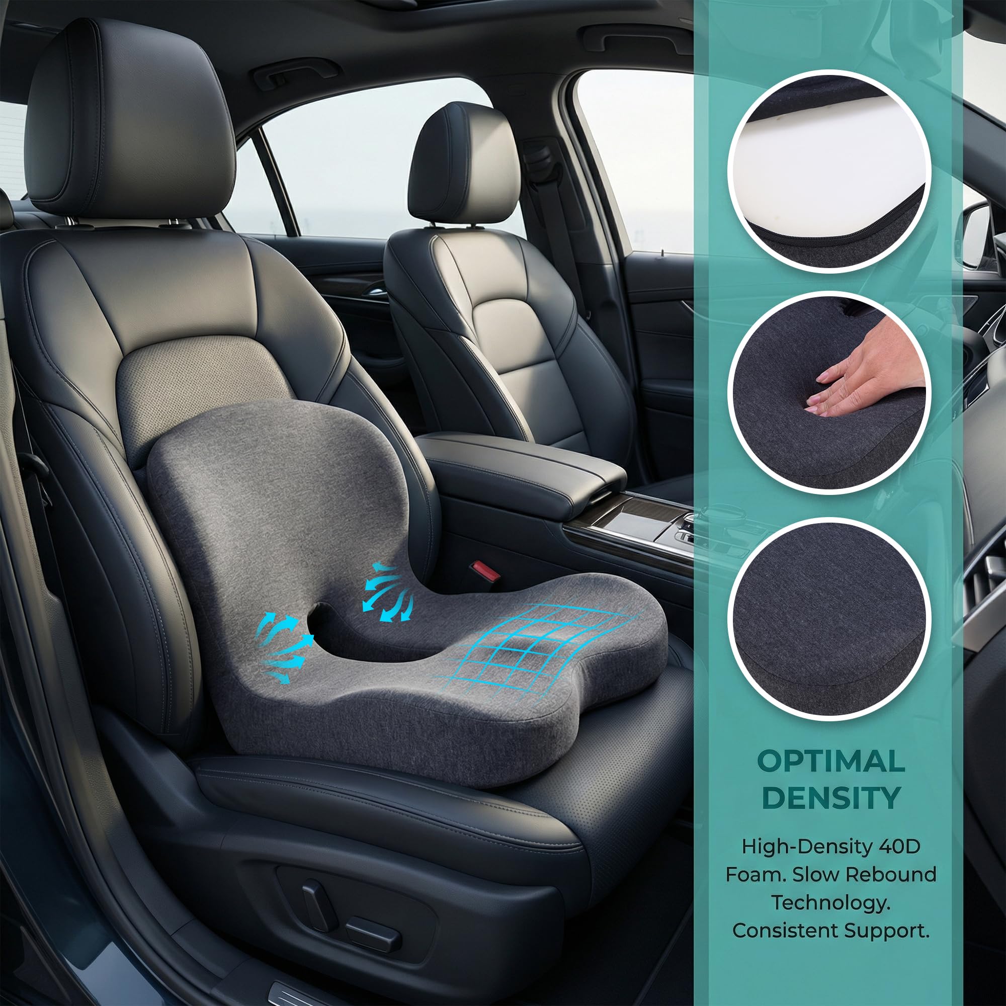 ZUAMEGU cushion on office chair reduces pressure during desk work.