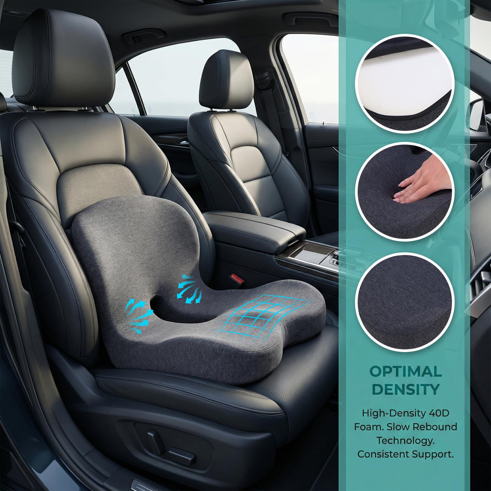 ZUAMEGU cushion on office chair reduces pressure during desk work.