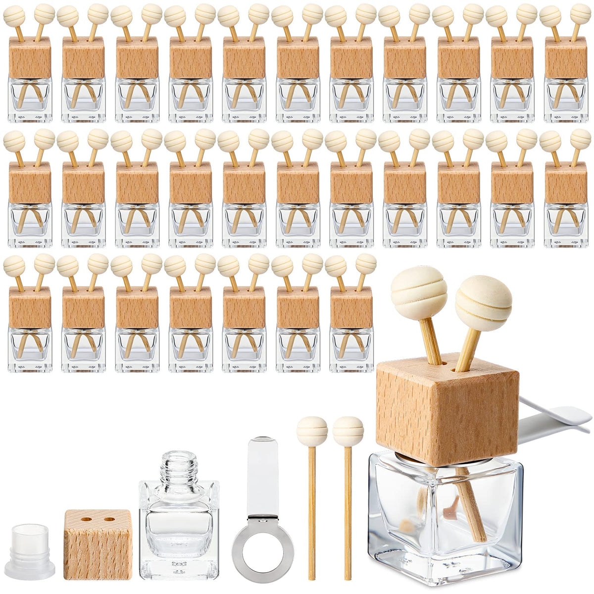 Zubebe 30-pack car diffusers in packaging, easy for sharing and gifting.