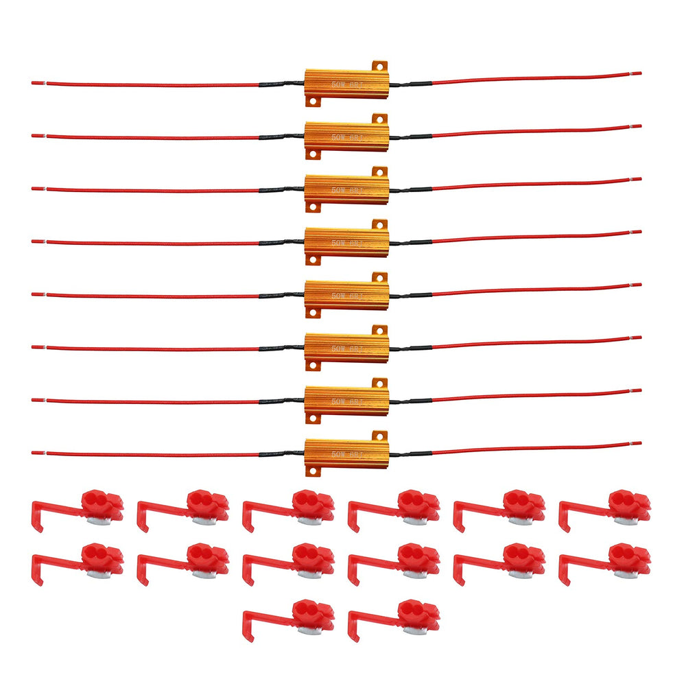 Orange and red color resistors illustrate universal fit across vehicles