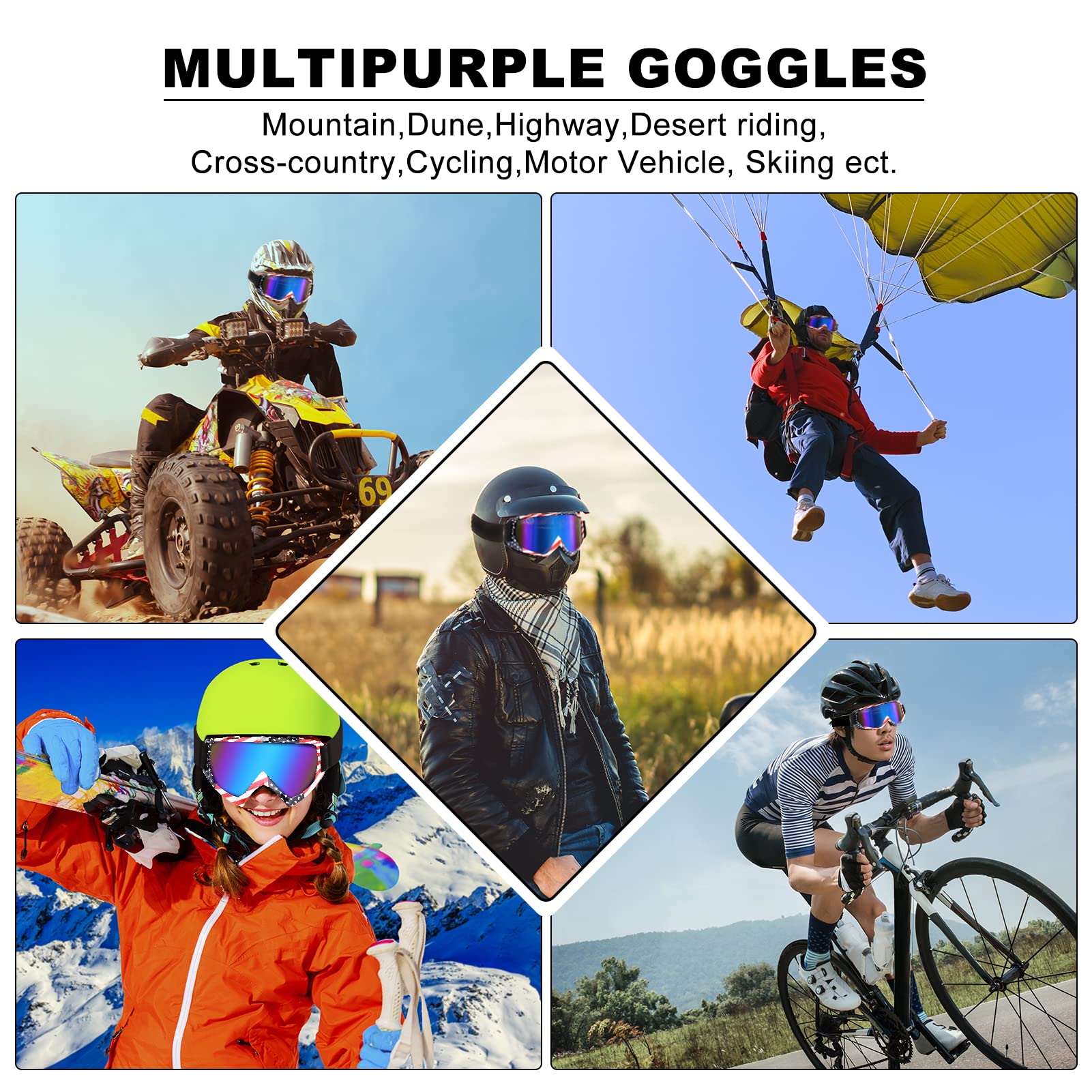ZukMi goggles with adjustable strap to fit youth and adults including helmets.