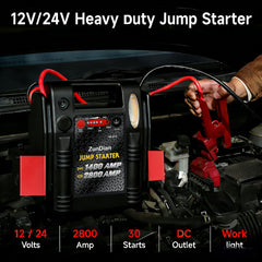 ZunDian jump starter clamps and cables for safe, high-current jumps.