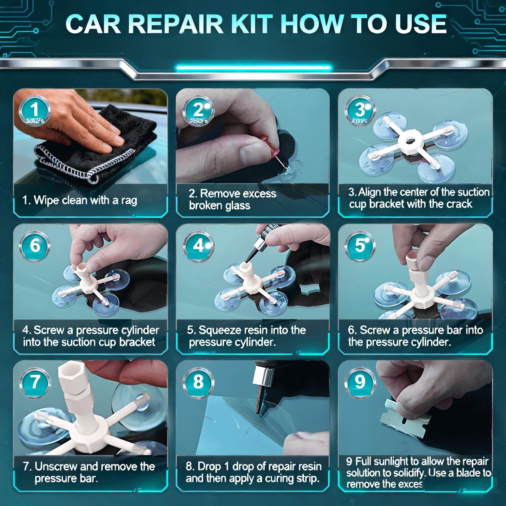 Zupooko repair liquid fills damage to improve windshield clarity and strength.
