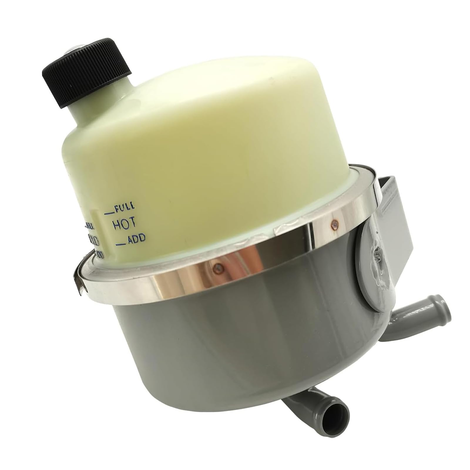 ZUVELLO power steering reservoir front view shows durable construction for reliable steering performance.