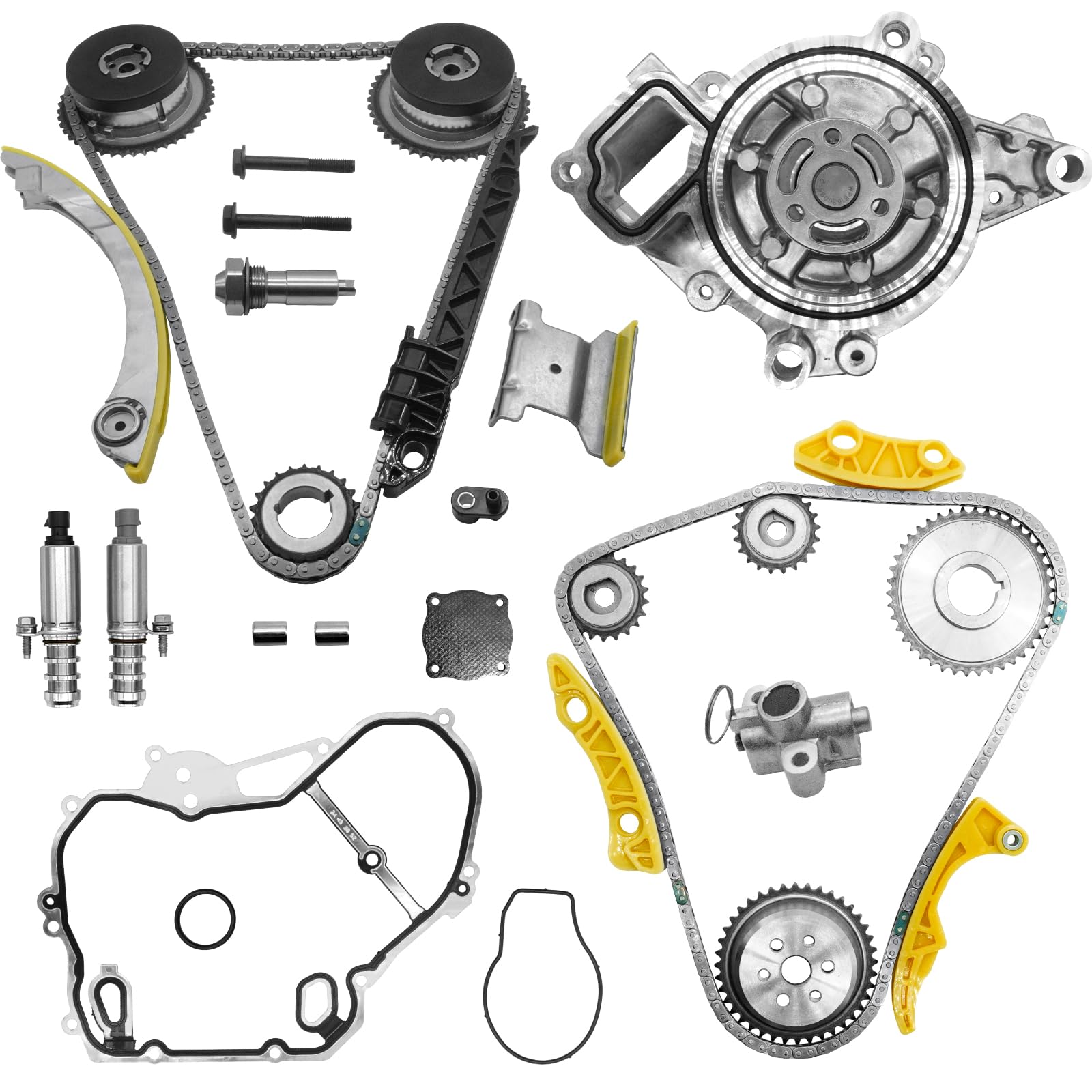 Zuverlass 2.4 Ecotec timing kit closeup showing precision components for Chevy, GMC, Buick engines.