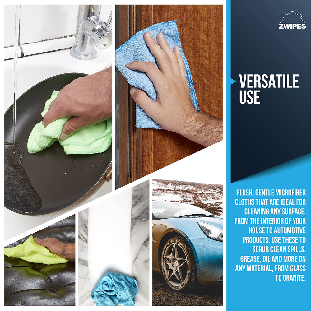Zwipes 924 versatile microfiber cloth works with water or detergents for various tasks