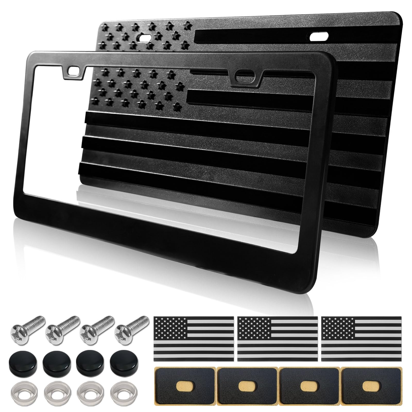 ZXFOOG American Flag front license plate with 3D embossed design resists fading on the road.