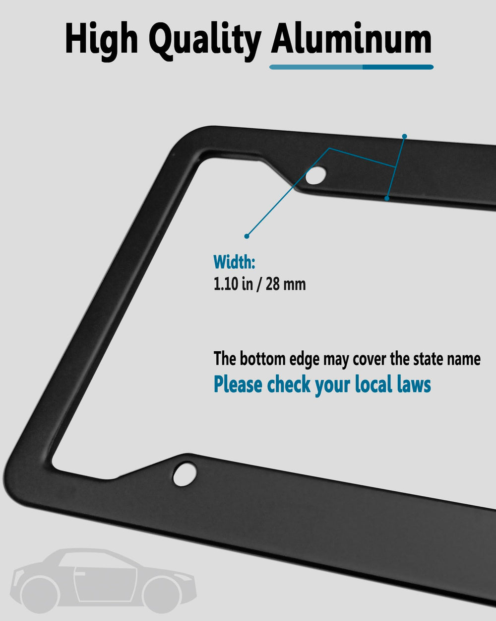 ZXFOOG black license frame rear-angle highlights rugged mounting surface and weatherproof design
