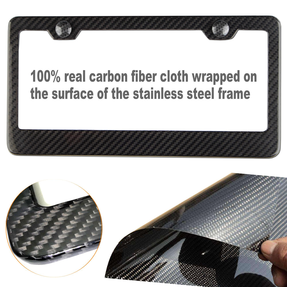 ZXFOOG carbon fiber license frame side angle highlights slim profile and edge-to-edge protection.