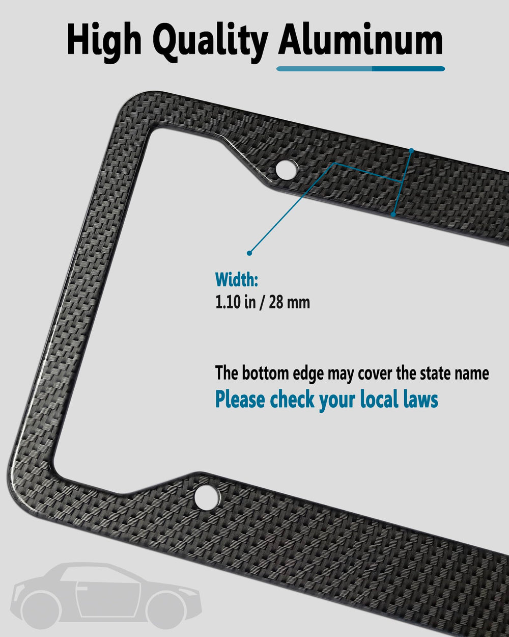ZXFOOG carbon fiber license plate frame rear view showing sturdy construction
