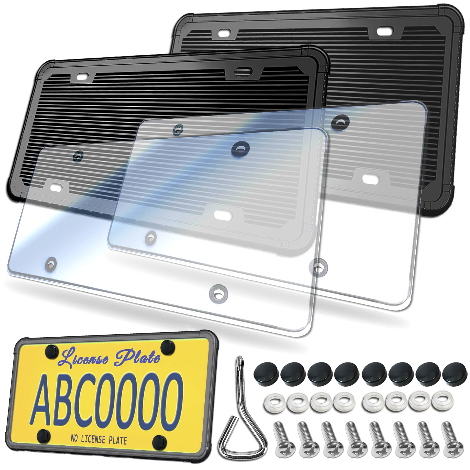 ZXFOOG clear flat license plate cover—front view protects plate from dirt and rain.