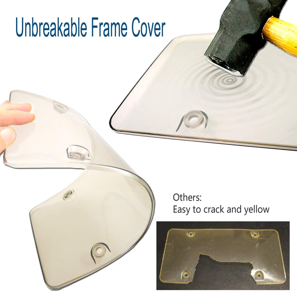 ZXFOOG clear license plate cover keeps plate readable in all weather.