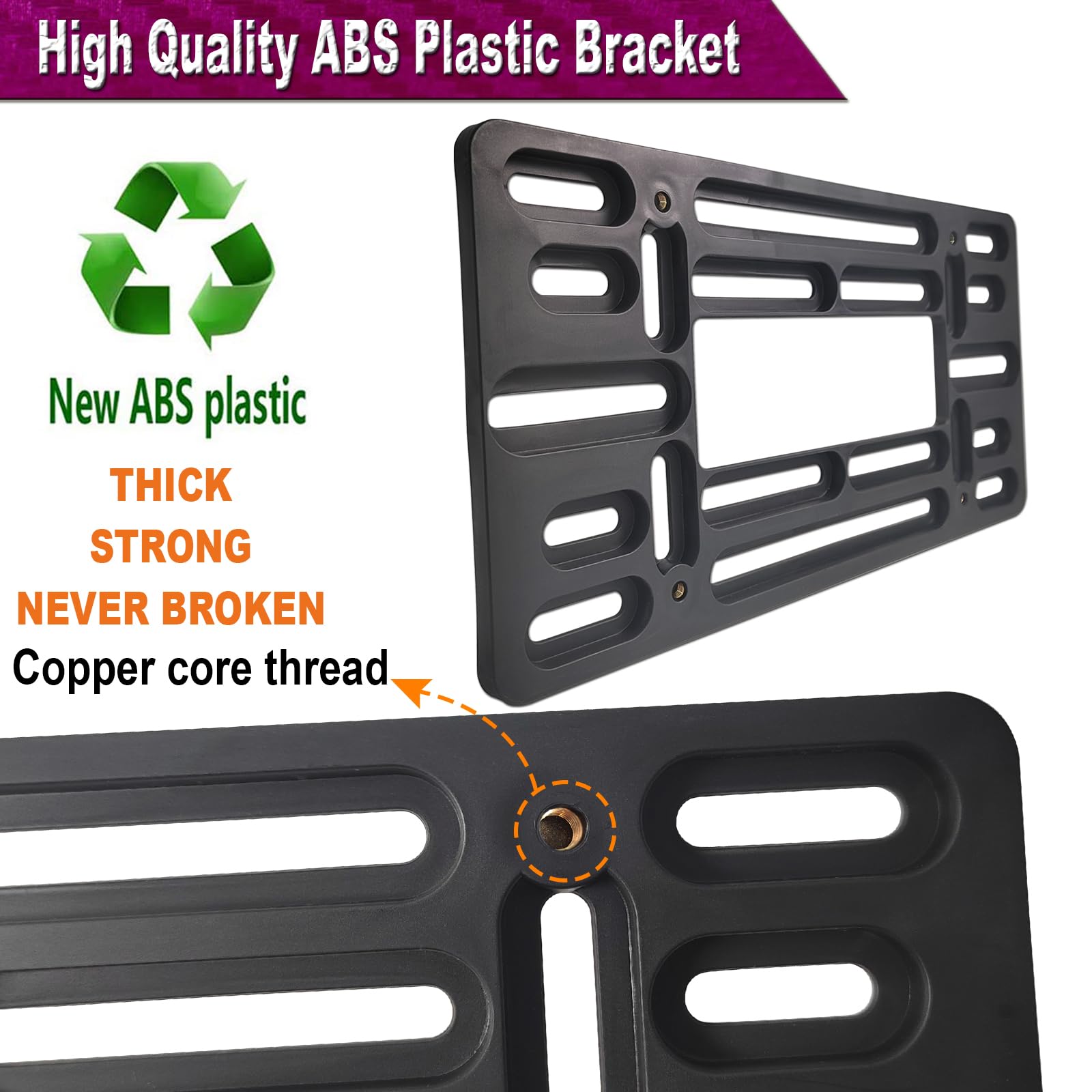 ZXFOOG matte black aluminum frame protects plate from rust and weather
