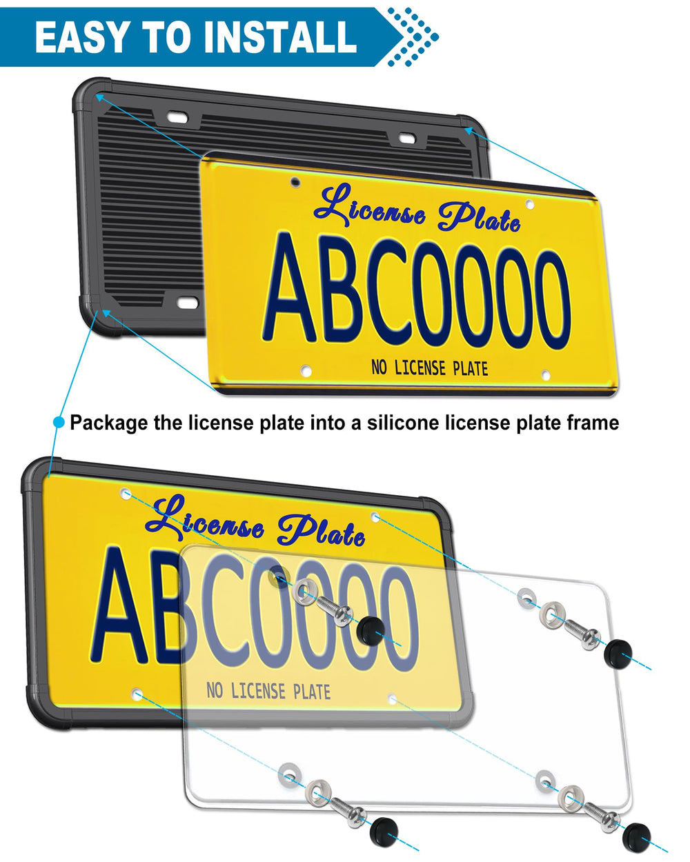 ZXFOOG universal license plate screws bolts—secure fastening for most vehicles.