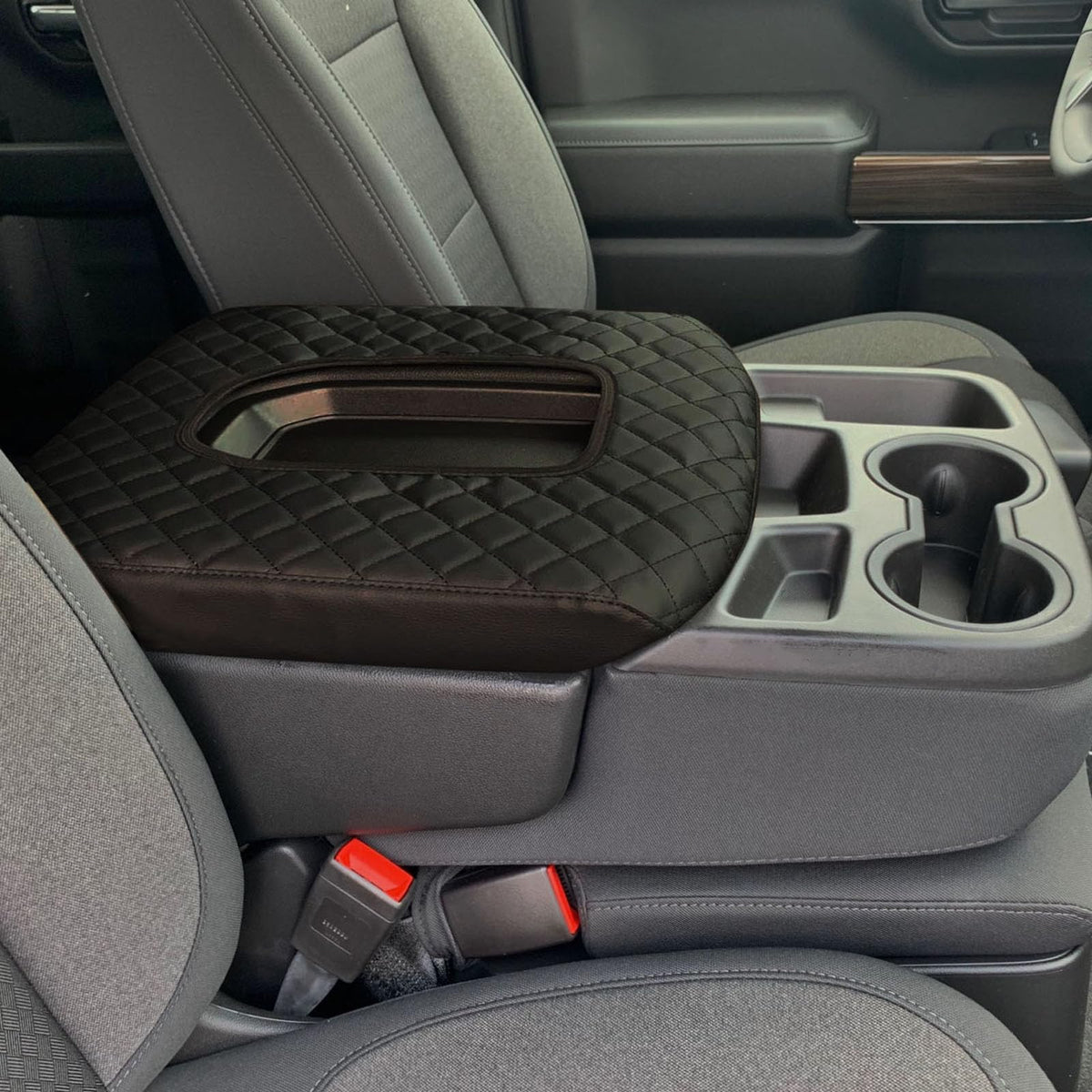 Zxiaochun center console cover with leather top for 40/20/40 split bench.