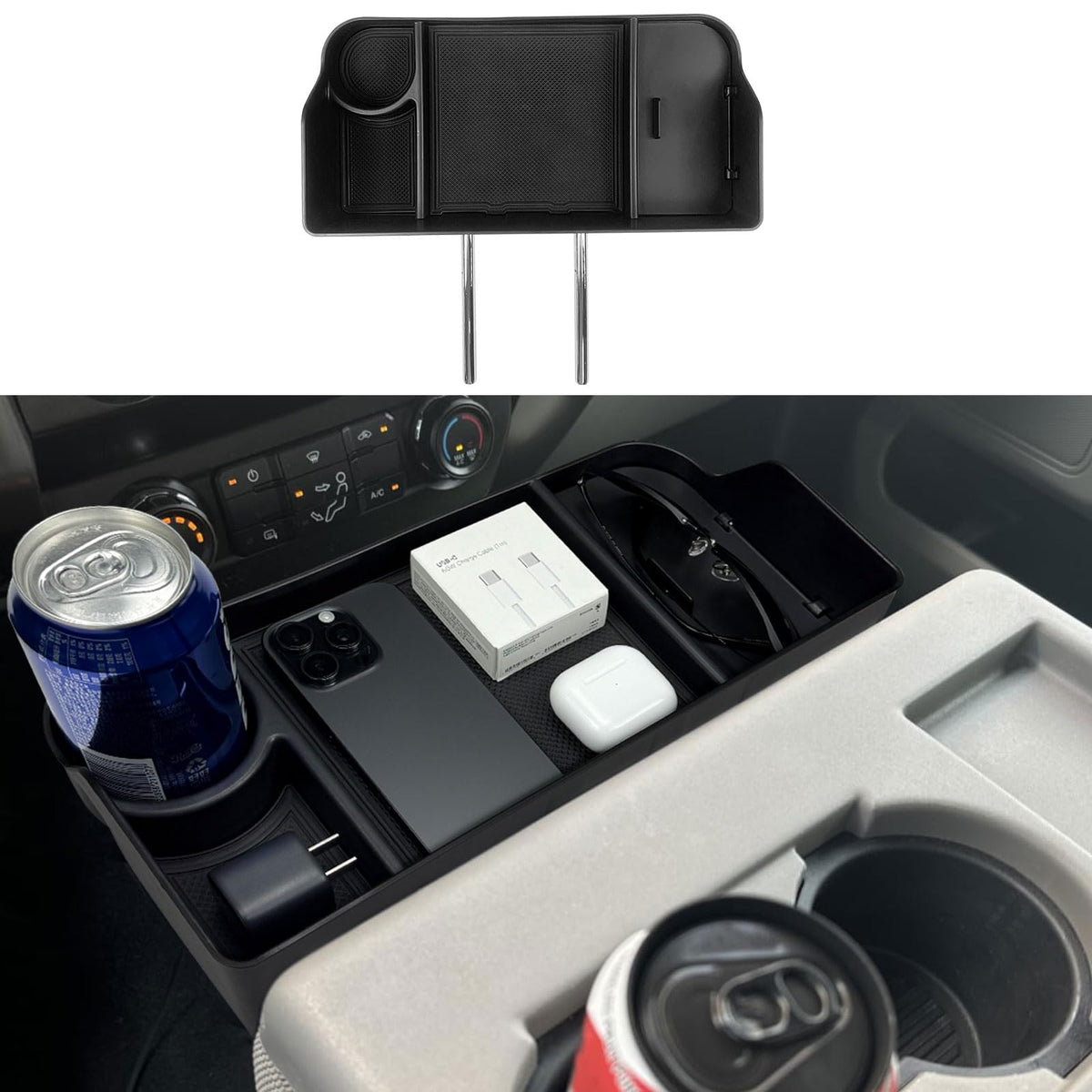 Zxiaochun center console headrest tray for Ford F-Series keeps essentials organized on the go.