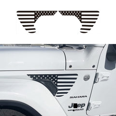 Zxiaochun side fender vent flag decal on Wrangler for precise fit and patriotic styling