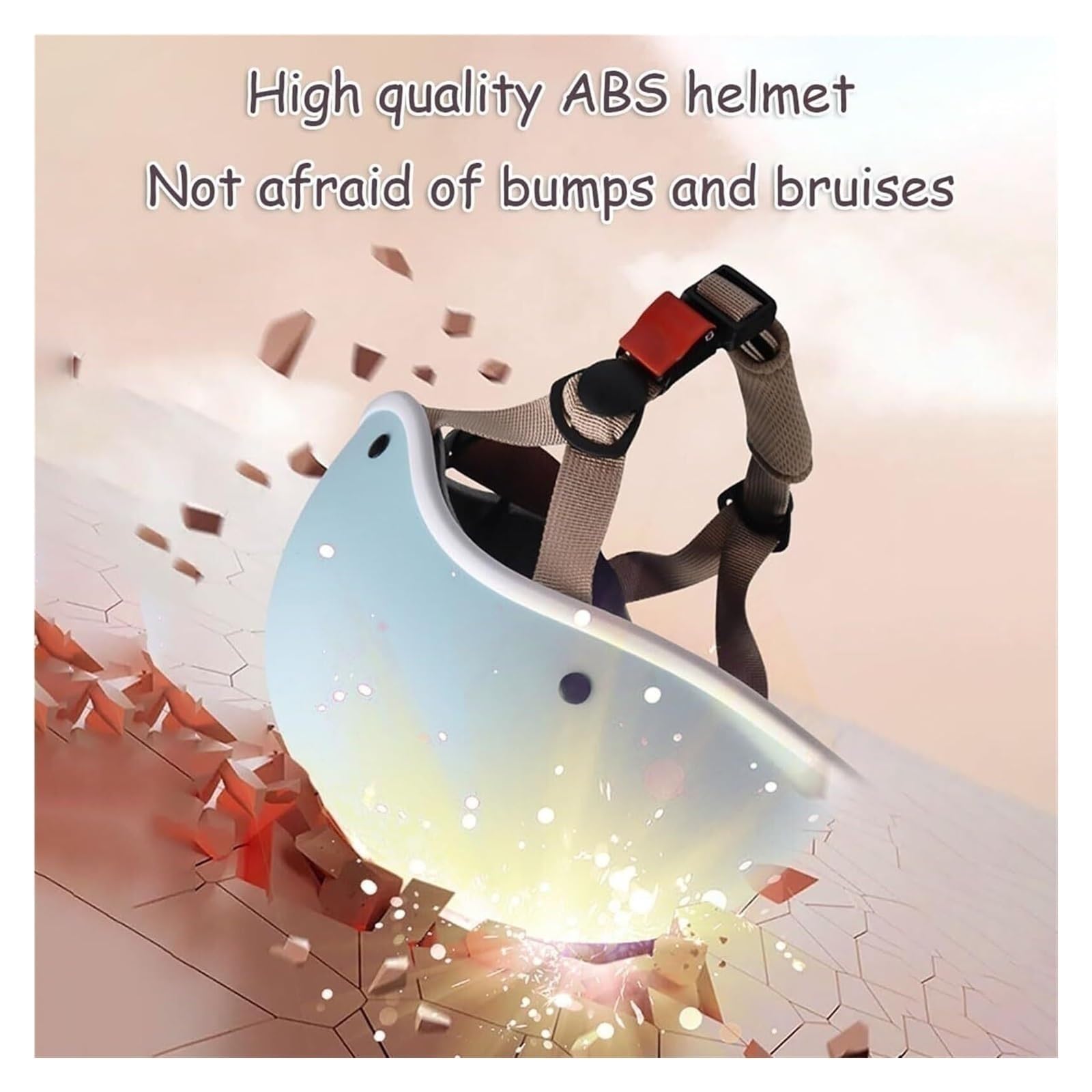 ZXKWFL retro kids beanie helmet chin strap demonstrates quick-buckle convenience.