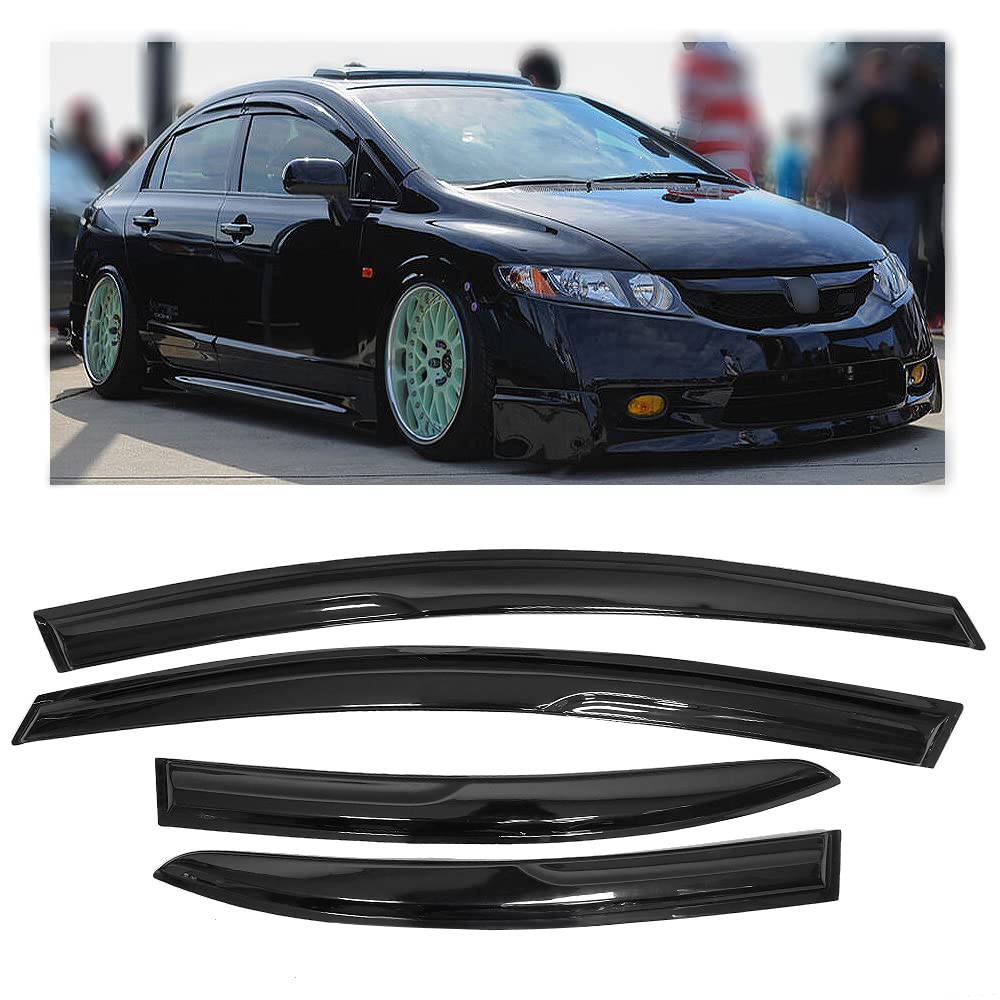 ZXMOTO rain guards on Civic 2006-2011 front left, ventilation with rain deflection.