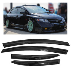 ZXMOTO rain guards on Civic 2006-2011 front left, ventilation with rain deflection.