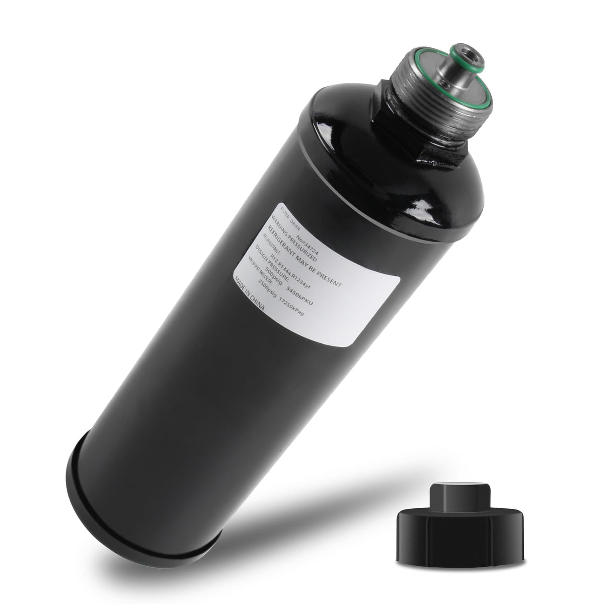 ZynoDrive 34724 filter drier front view improves refrigerant cleanliness for Robinair systems