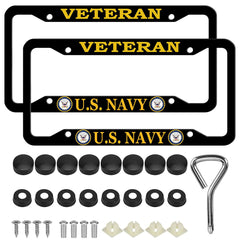 ZYEEXHB veteran license frame navy 4-hole matte black for durable front or rear mounting.