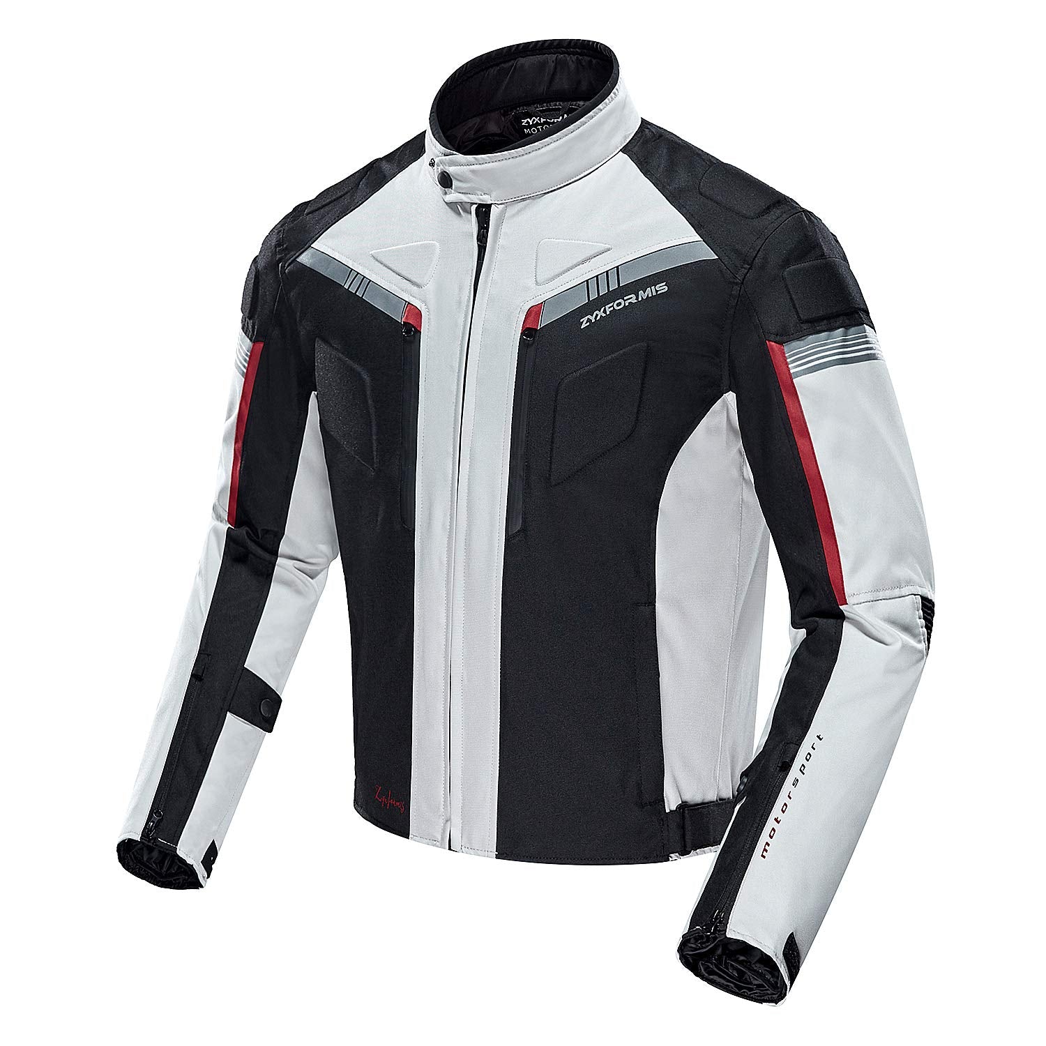 Zyxformis jacket with removable armor protectors for added safety